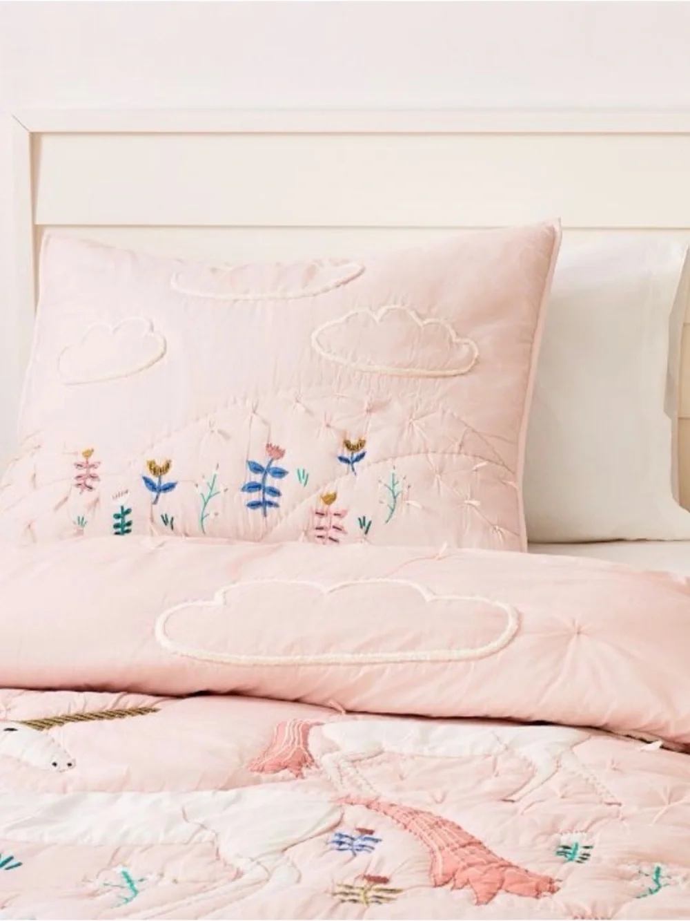 West Elm Kids Fairytale Unicorn pink standard size cotton pillow sham NEW
